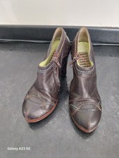 Ladies Harlot Shoes, Brown With Coloured Stitching. Size 4 With 10cms Heel