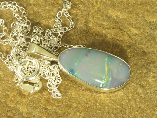 Blue opal pendant necklace