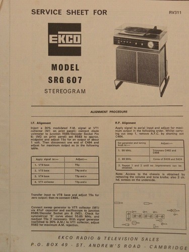 Ekco model srg607 - model, stereogram