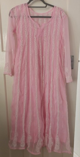 Asian chikankari pink long - asian,