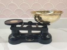 Vintage Retro Salter Staffordshire Brass Kitchen Scales Cast Iron Base
