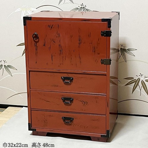 Negoro lacquer small chest - lacquer,