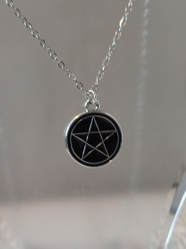 Pentagram necklace black - necklace,
