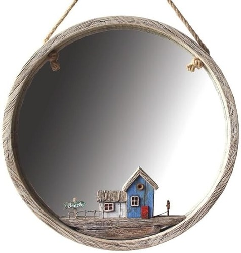Rustic wooden nautical mirror - wooden,