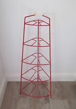 Vintage shabby chic red plastic coated corner floor standing pan rack