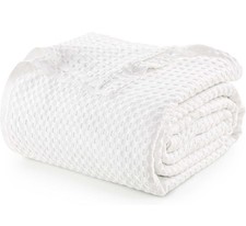 Utopia Bedding Cotton Waffle Blanket White 228x228 Cm Soft Breathable