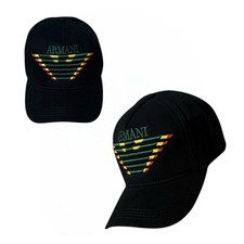 Emporio Armani Cap-Black-Embroidered Eagle LogoAdjustable Strap-New Without Tags