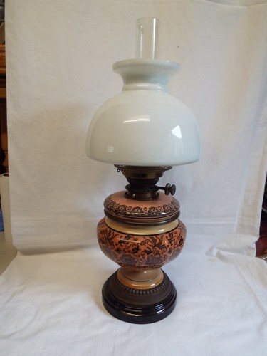 Antique pottery oil lamp with - oil,