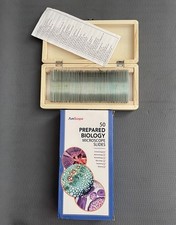 AmScope PS50 50 piece Prepared Microscope Glass Slides for Biology Science
