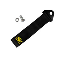 OMP BLACK Race Car Tow Strap, Car Modification Track Day Styling JDM Universal