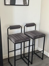 WOLTU Modern Bar Stools Set of 2, Breakfast Stools Velvet Seat, Dark Grey
