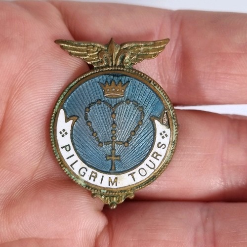 Vintage brass and enamel badge - and,
