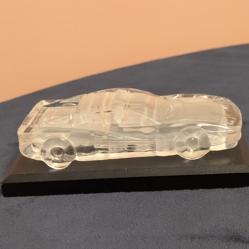 Glass car paperweight with - car,