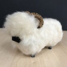 Blackface Sheep Figure Wood & Wool Hand Made by Castleton Crafts Scotland 17cm