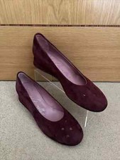Pedro Miralles Women's Burgundy Wine Suede Slip On Wedge Shoes UK 6 /EU 39 - NEW