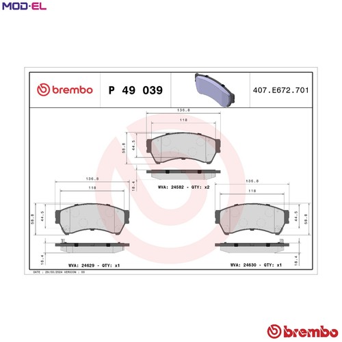 Brake pad set - set, disc