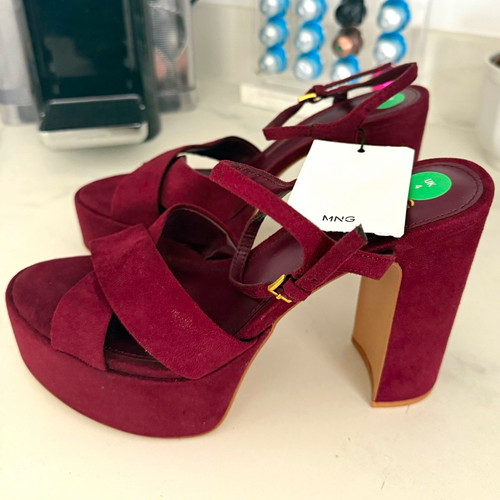 Mango women burgundy suede - mango,
