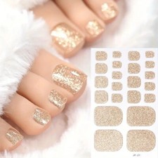 Nail Art Sparkling Spring Summer Toe Nail Wraps Full Cover Polish Stickers JF27