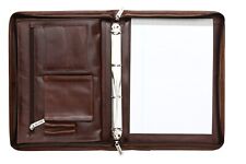 Business Folder Genuine Italian Brown Leather A4 Pad Portfolio Organizer Binder