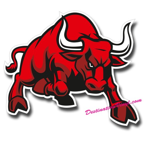Red angry mad bull - x,