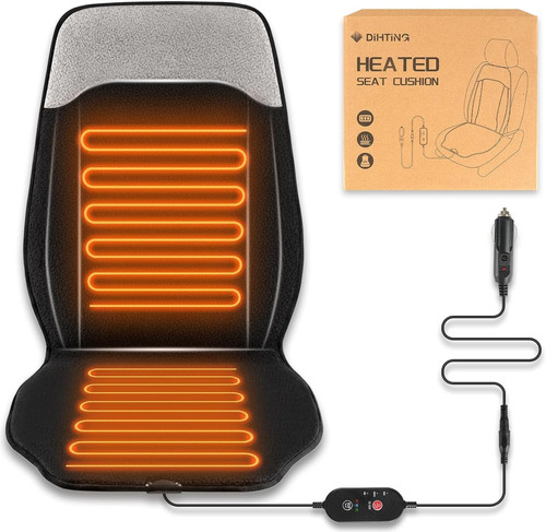 Black grey heated seat cover - black,