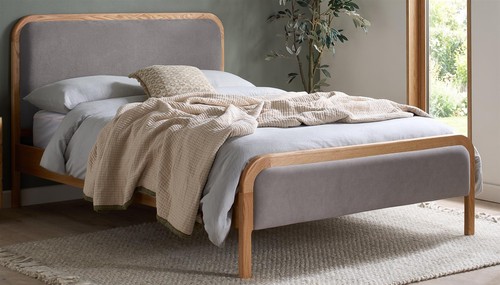 Grey linen fabric upholstered - grey,