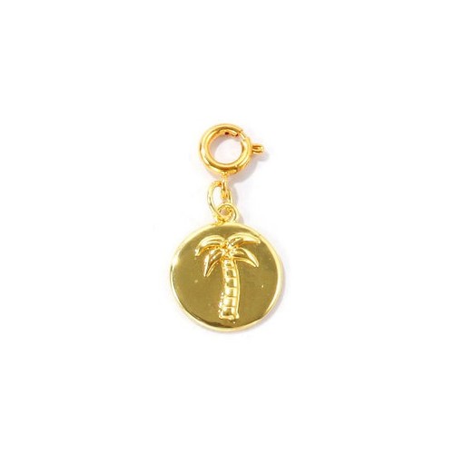 Coconut palm tree brass round - coconut,