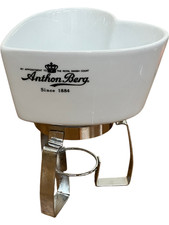 Anthon Berg Ceramic Fondue Set with Stand and Fork Heart Shaped Kitchenware