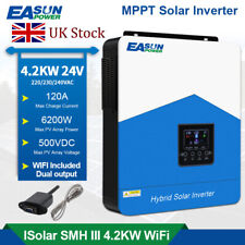 4.2KW Hybrid Solar Inverter Off Grid 24V 120A 80A MPPT Charge Wifi Output UK