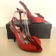 Phase Eight Red Satin Evening Shoes Ruby Rosie Twist Stiletto Slingback 4/37 NIB