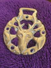 Vintage 7cm x 8 cm brass stags