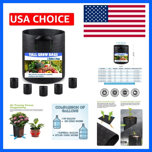 Tall fabric pots gallon - 3,