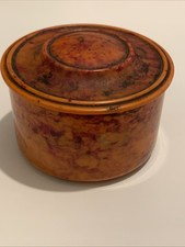 BEATL Early Plastic Trinket Pot Vintage Beetle Ware Marble Effect with Lid