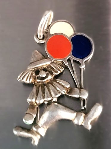 Silver enamel clown - &,