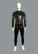 Rubber Latex Zip Shoulder Cod Piece Catsuit with Rear Zip