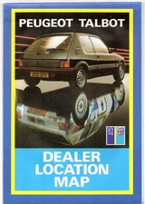 Peugeot Talbot Dealer Network Map 1985-1986 UK Market Foldout Brochure