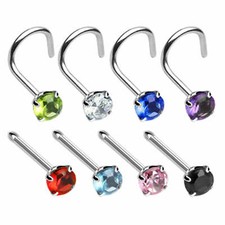 Round pronged gem nose stud - round,