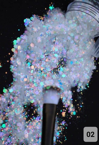 White holographic glitter 20g - white,