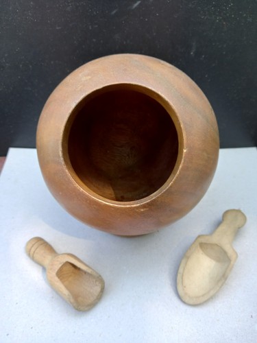 Wooden salt box with two - wooden,