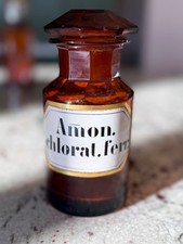 Antique French Apothecary Jar Amber Glass Medicine Storage Canister