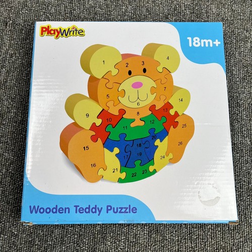 Wooden teddy puzzle 18m - wooden,