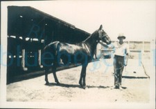 1920s 9th Queens Royal Lancers Soldier posing with Horse soldier took photo