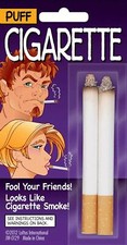 TWO 2 FAKE PUFF STAGE CIGARETTES FAGS SMOKING PROP FUNNY JOKE TRICK BOYS TOY