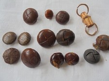 Vintage Real &Faux Leather Football Buttons for Cardigans Large Medium Mixed x14
