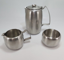 Stainless Steel Coffee Pot Sugar Creamer Olde Hall made In England Breakfast MCM