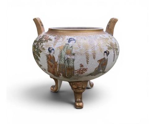 Satsuma pottery koro - ,, signed