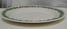 Wedgwood Etruria&Barlaston Embossed Queensware Green on Cream Oval Serving Plate