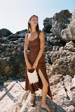 ZARA LINEN BLEND MIDI DRESS