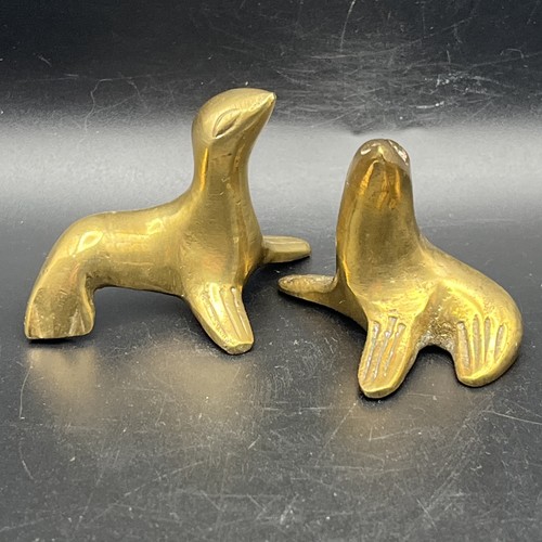 Pair brass sea lion - pair,