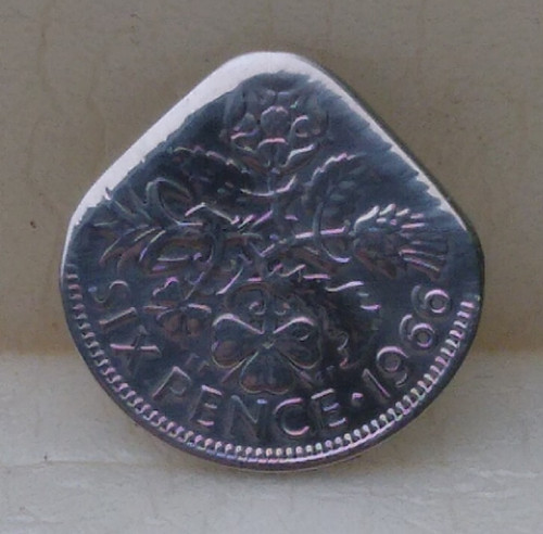 Genuine 1966 sixpence coin - ,